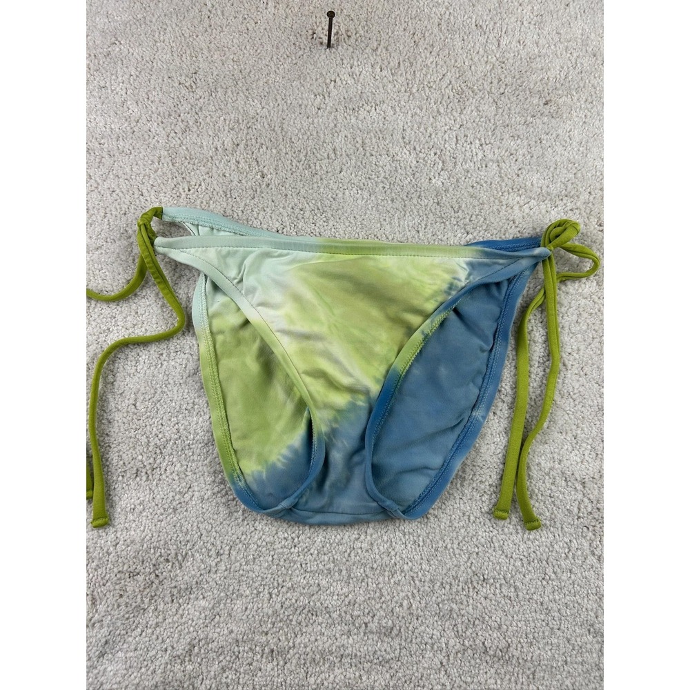 Lucky Brand Bikini Bottom Womens Medium Blue Green Tie Dye Swim Side String USA